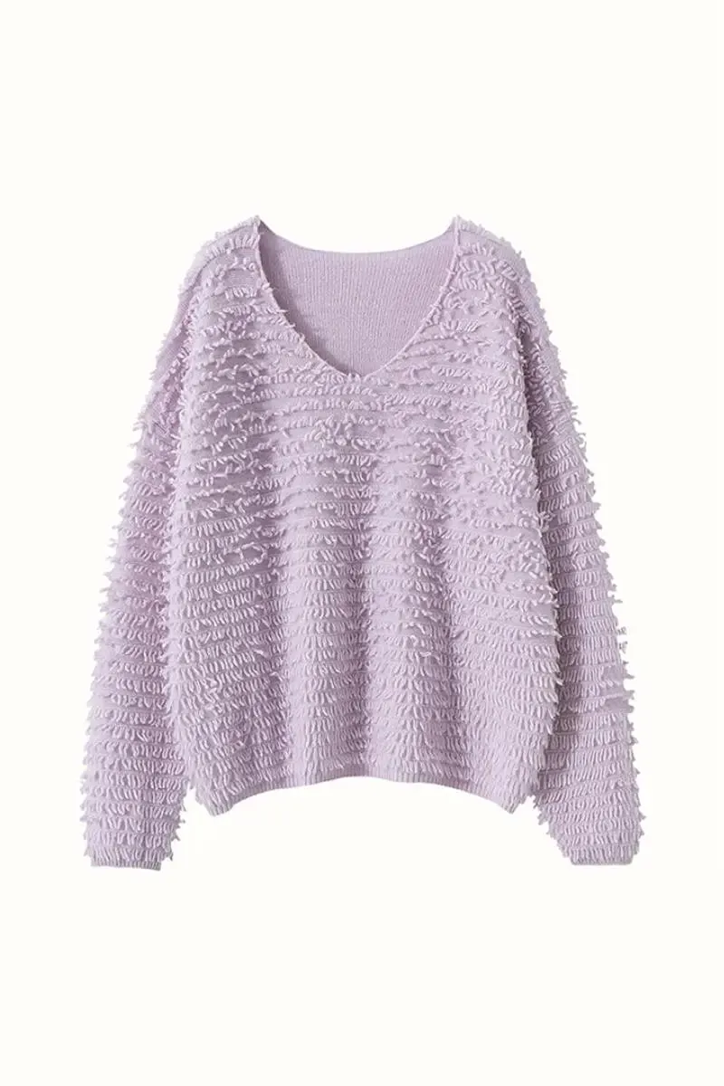 100 Cashmere Chunky Loop-Knit V-Neck Sweater