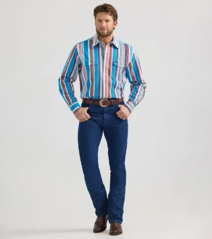 112360106 - Wrangler® Vintage Inspired Long Sleeve Shirt - Multi Blue/Red