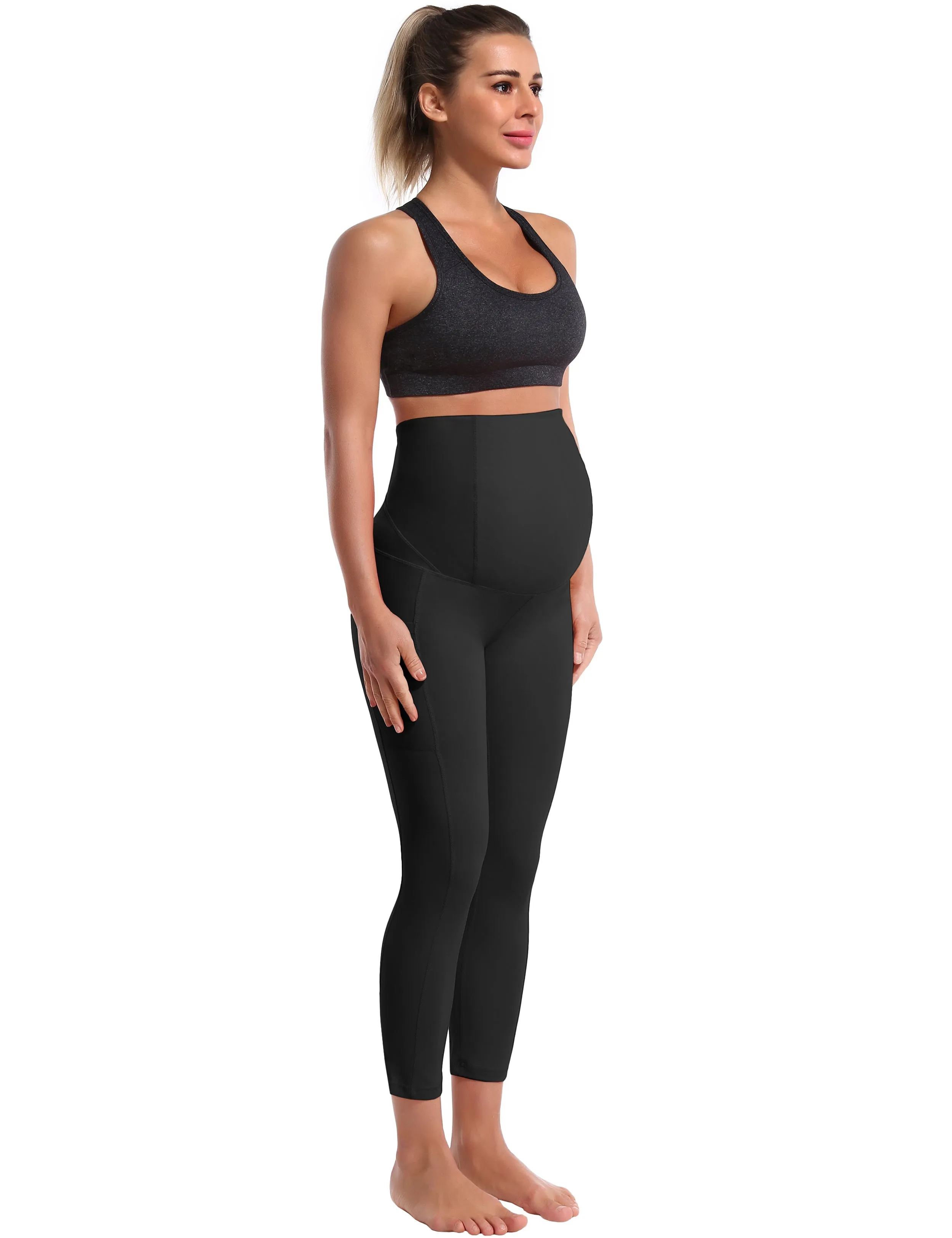 22" Side Pockets Maternity Jogging Pants black_Jogging