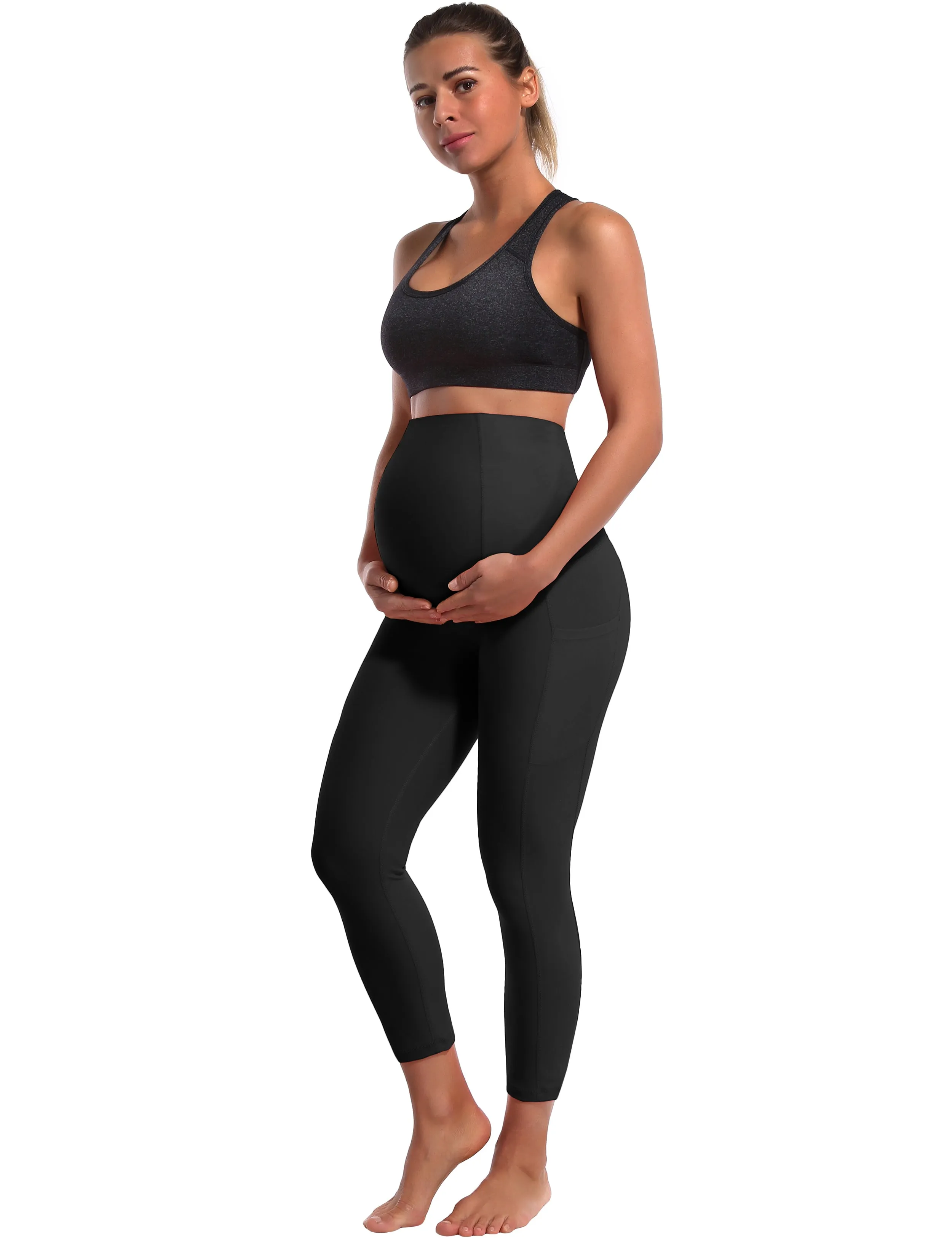 22" Side Pockets Maternity Jogging Pants black_Jogging