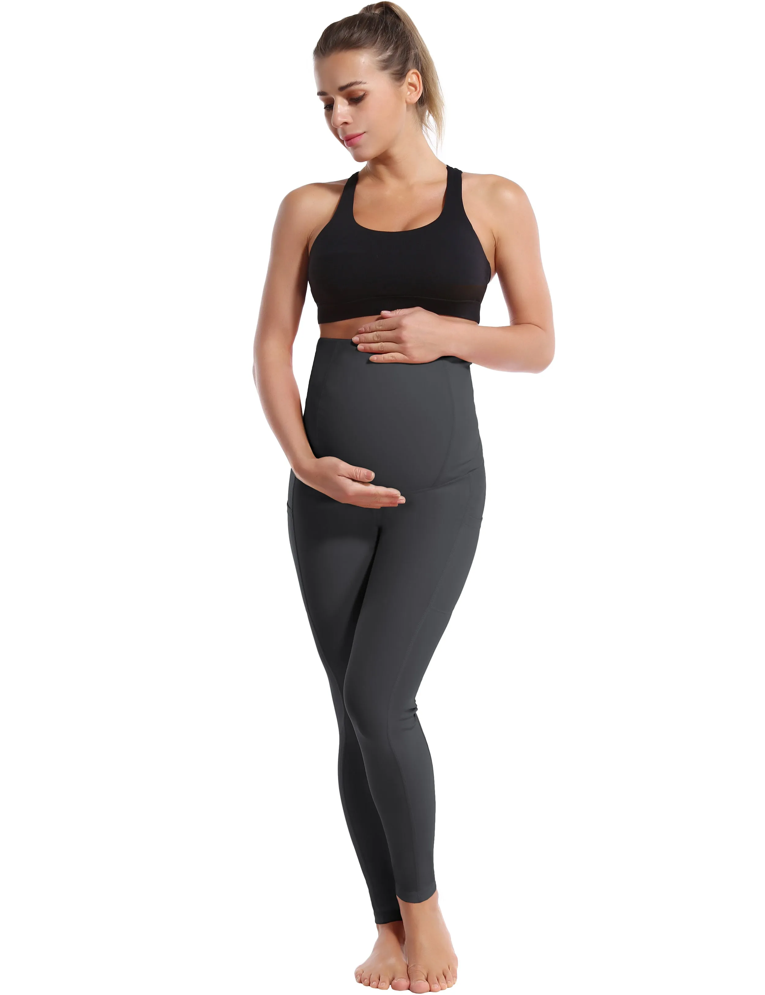 26" Side Pockets Maternity Jogging Pants shadowcharcoal_Jogging