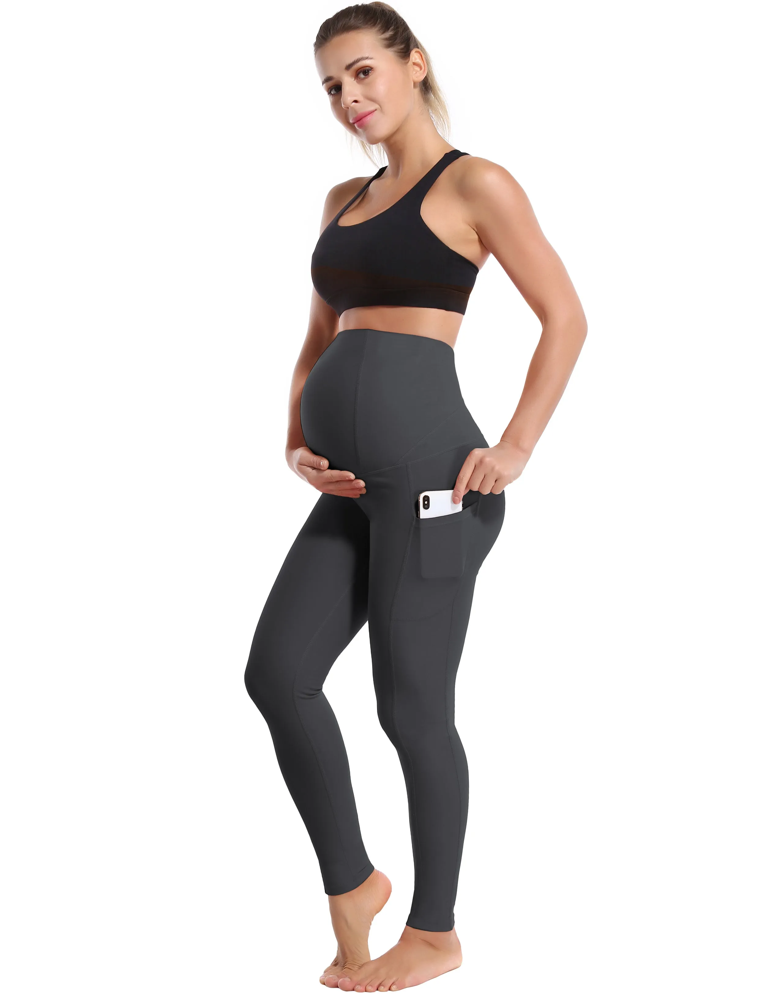 26" Side Pockets Maternity Jogging Pants shadowcharcoal_Jogging