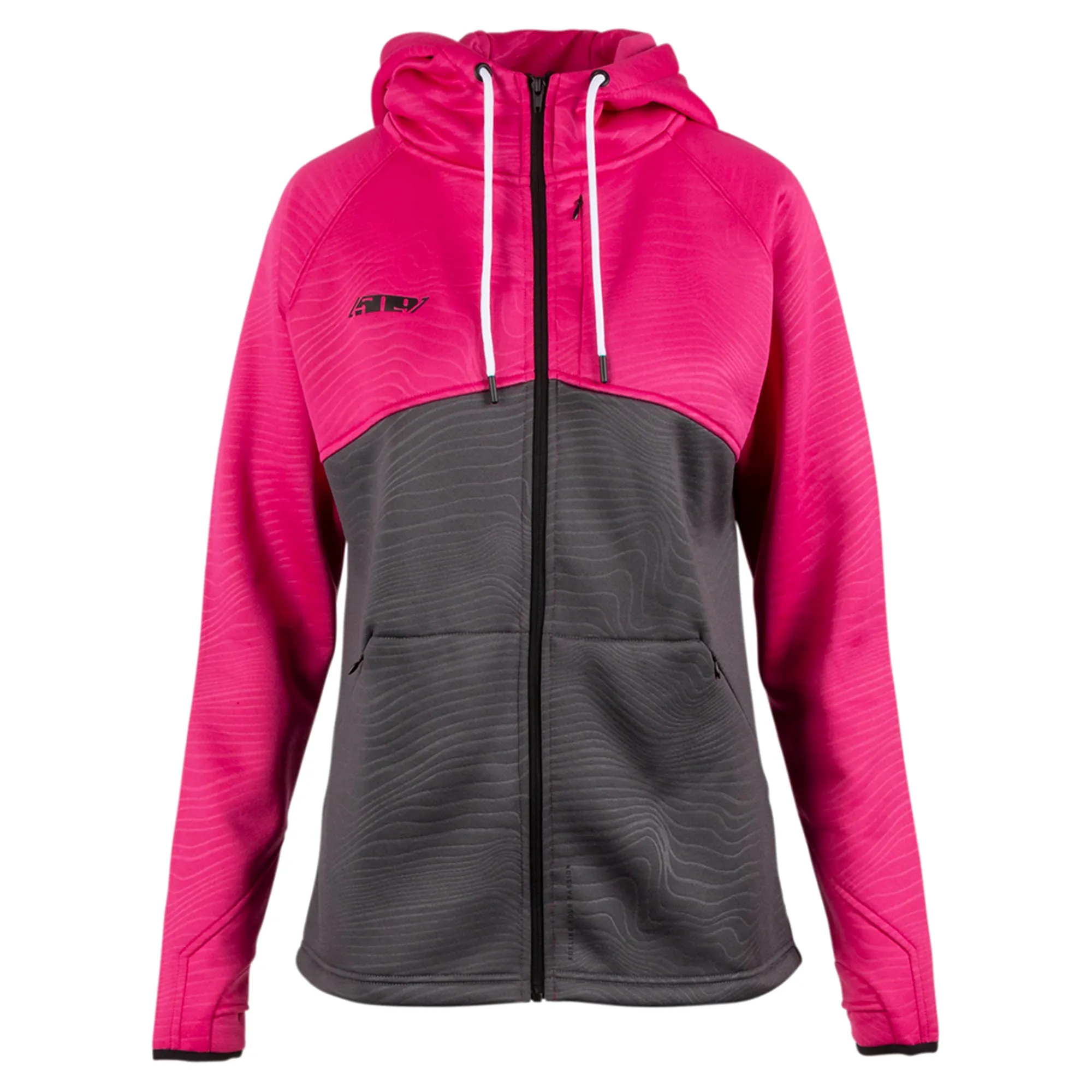 509  Womens Tech Zip Hoodie Soft Fleece Interior Hand Warmer Pockets Pink