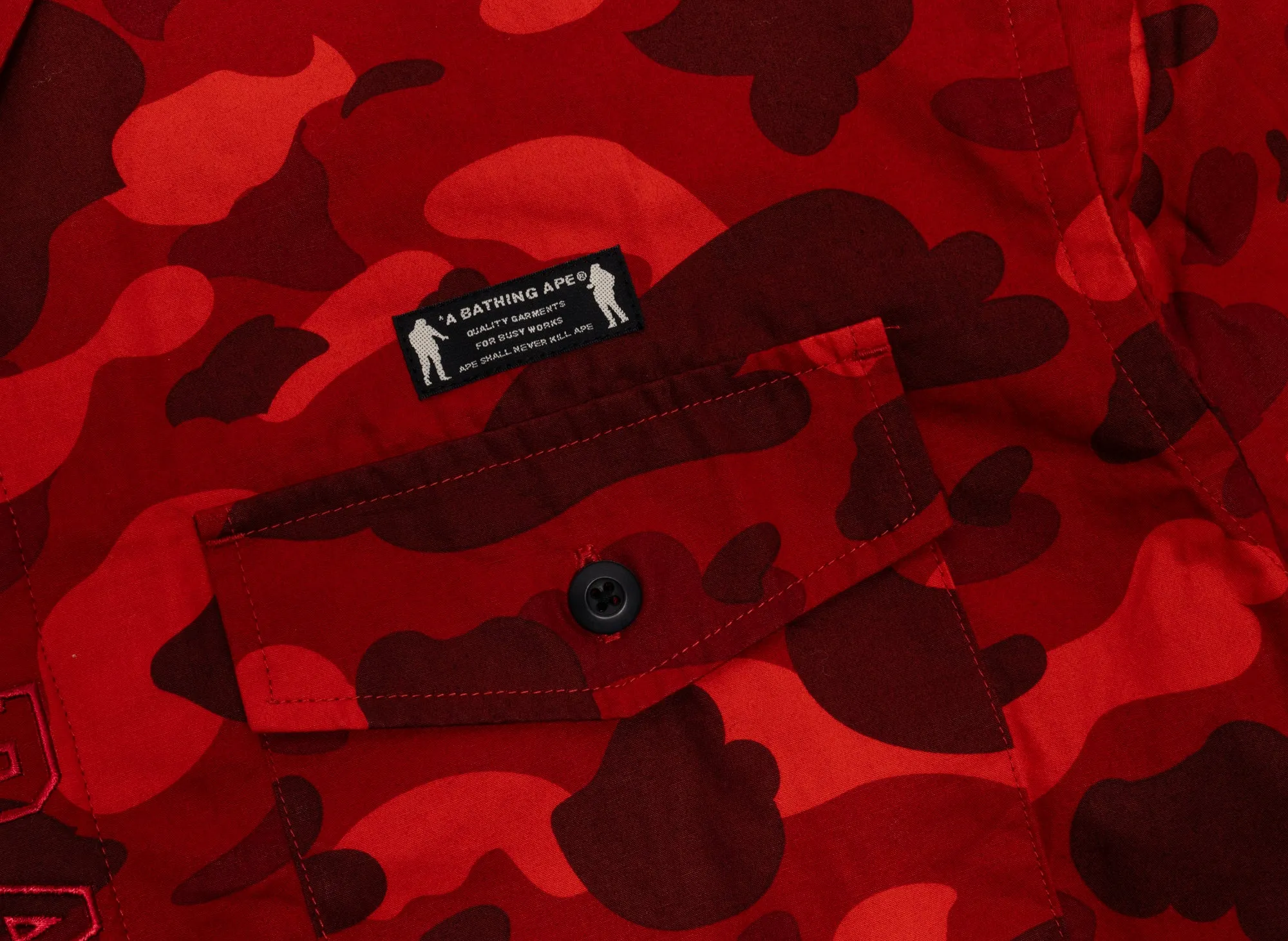 A Bathing Ape Color Camo CPO Shirt in Red