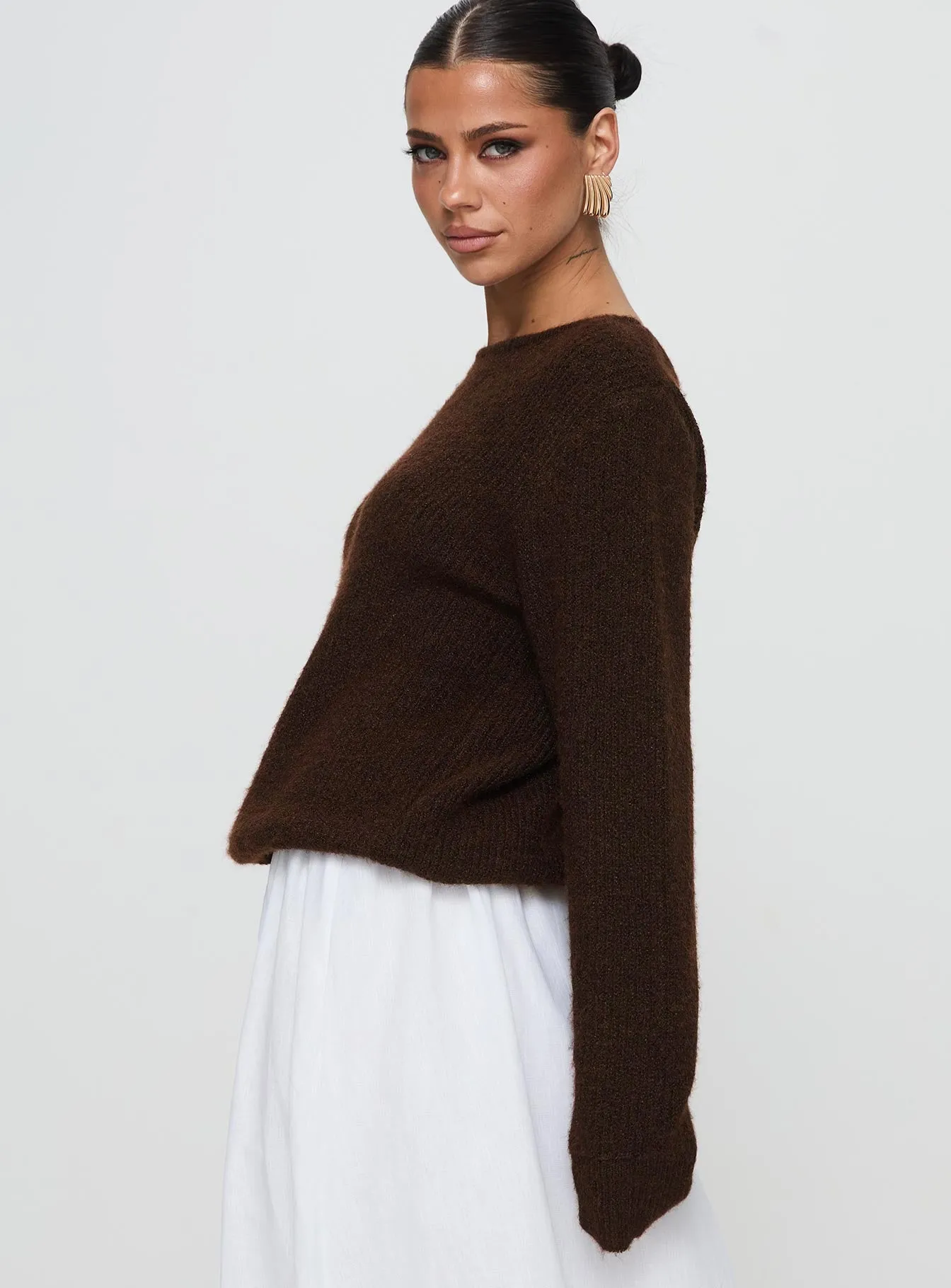 Abrams Rib Knit Crew Sweater Chocolate Marle