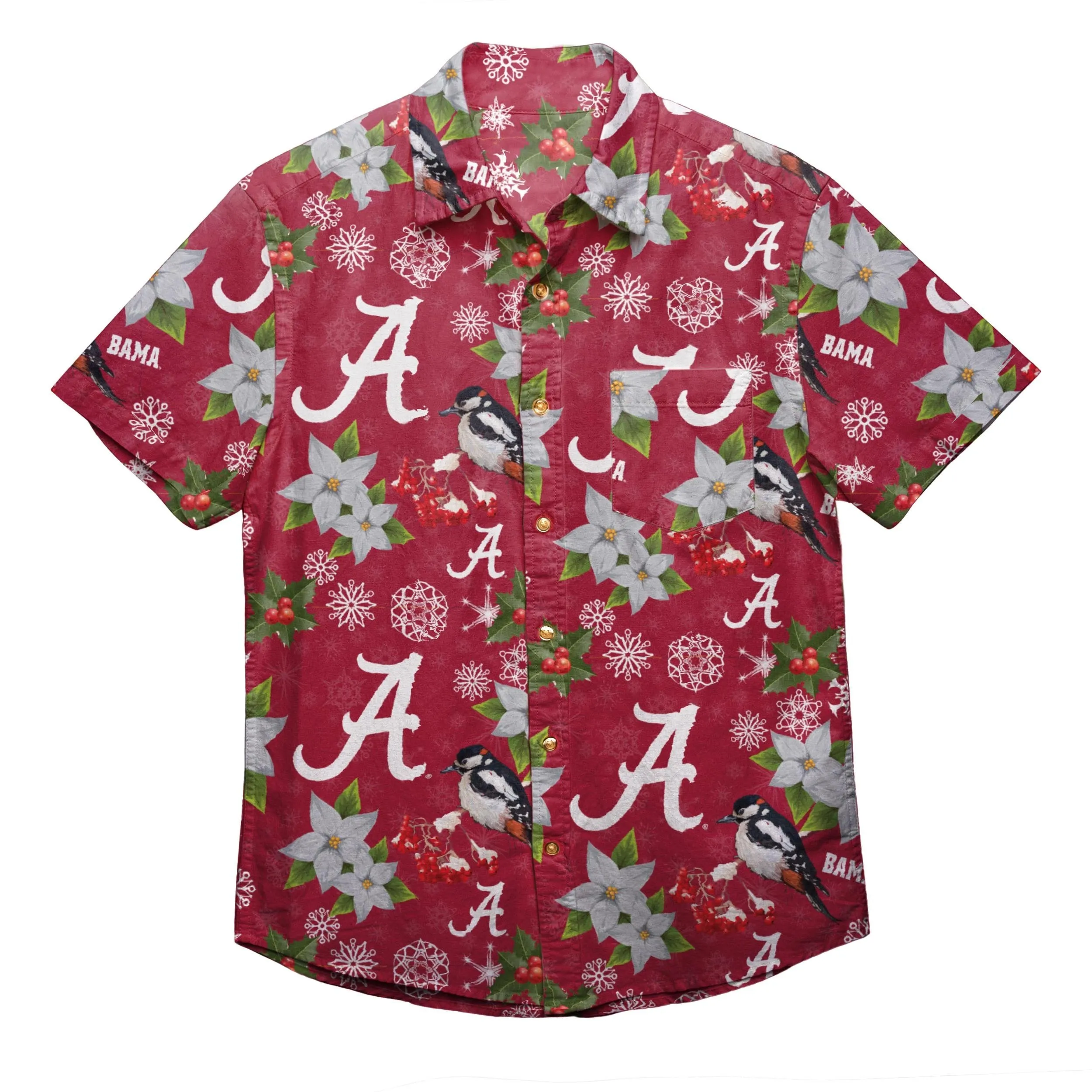 Alabama Crimson Tide NCAA Mens Mistletoe Button Up Shirt