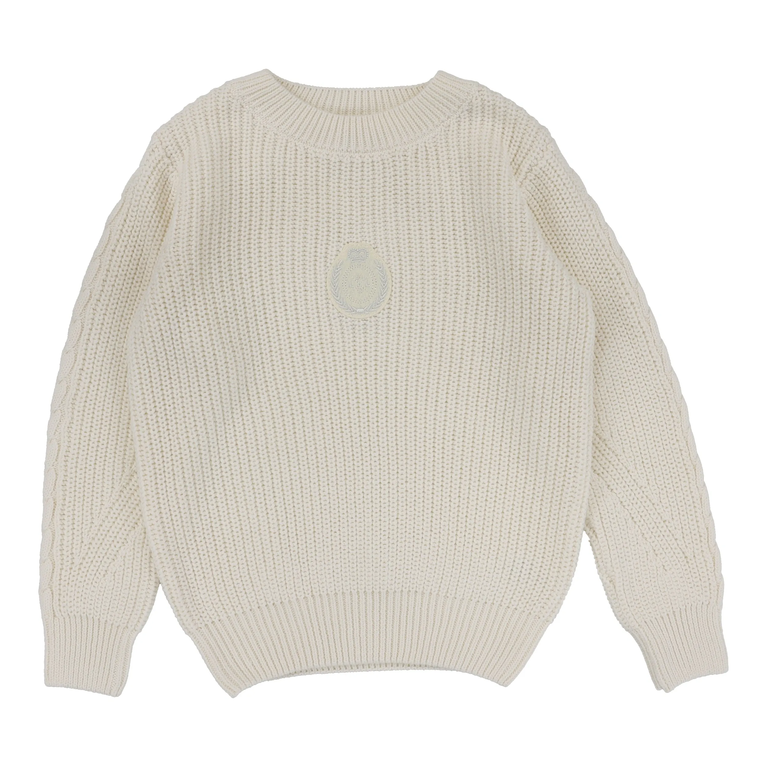 Analogie Chunky Crest Knit Long Sleeve Sweater - Cream