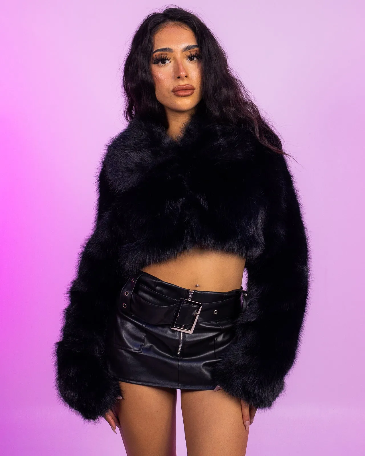 Black Good At Heart Faux Fur Jacket