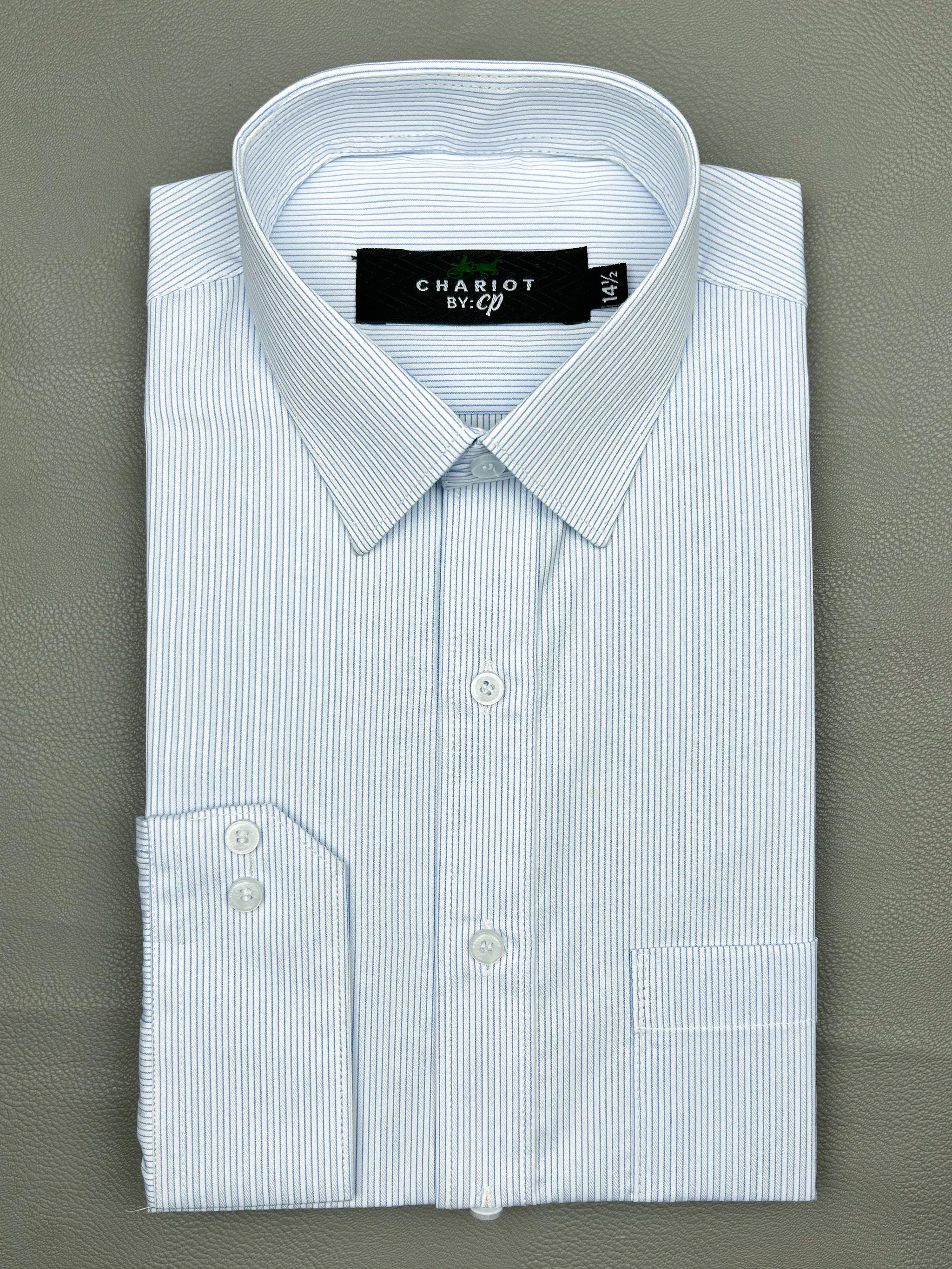 Blue Striped Formal Dress Shirt For Men MFS151