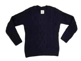 BOAST Women's Navy Chunky Cable Knit Crewneck Sweater Sz L $180 NEW