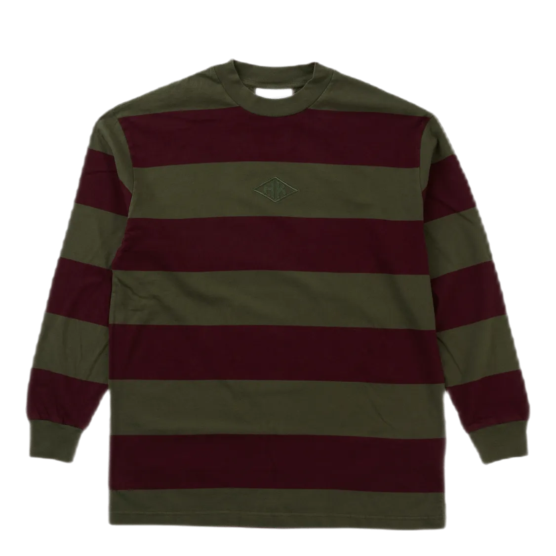 Boxy Tee Long Sleeve Burgundy Stripe