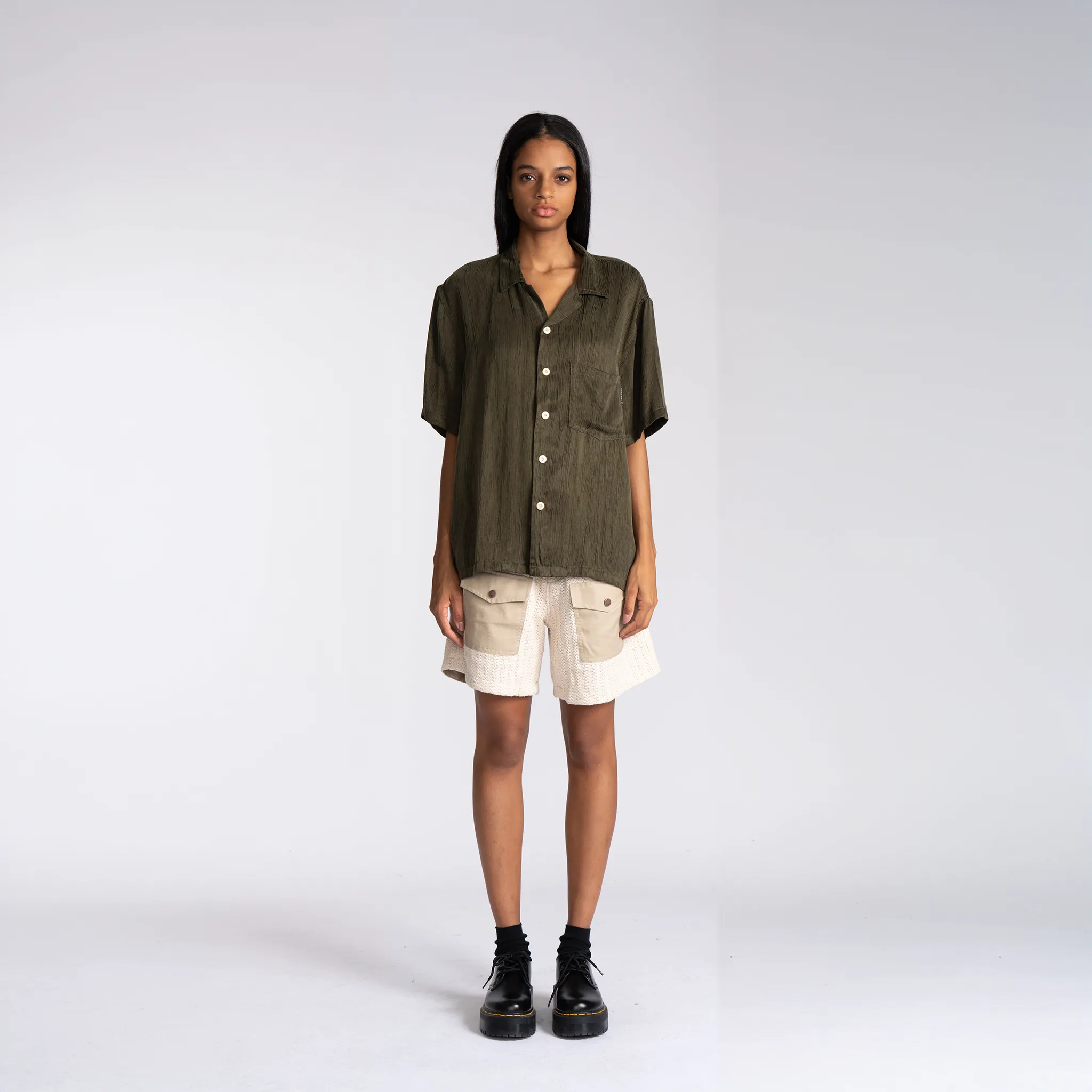 Cupro Button Up - Olive