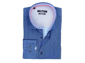 Deep Blue Tiny Print Sport Shirt