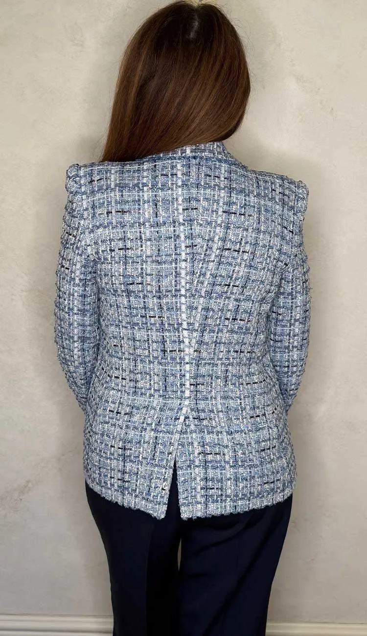 Eliza Tweed Blazer Mixed Blue