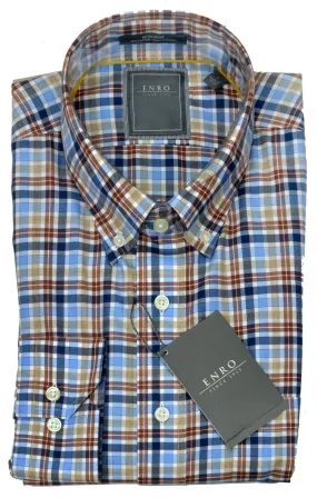 Enro Tan Multi Plaid Button Up