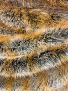 Fashion Stripe Brown & Gold Thick Faux Fur Fabric By The Yard Material