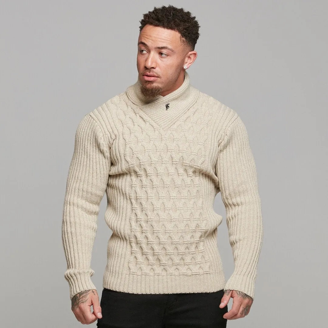 Father Sons Chunky Cable Knit Sand Jumper - FSJ010