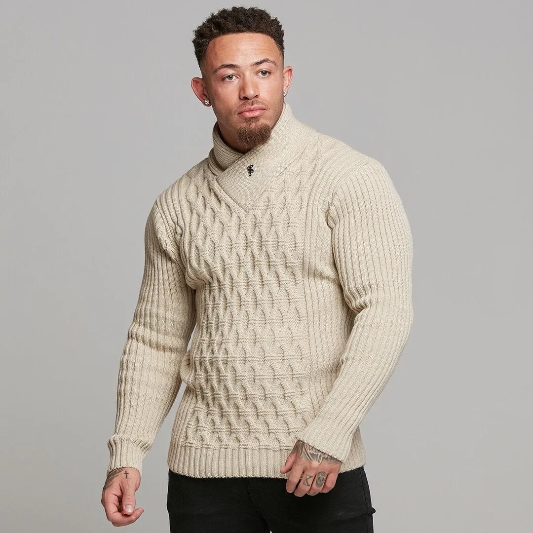 Father Sons Chunky Cable Knit Sand Jumper - FSJ010