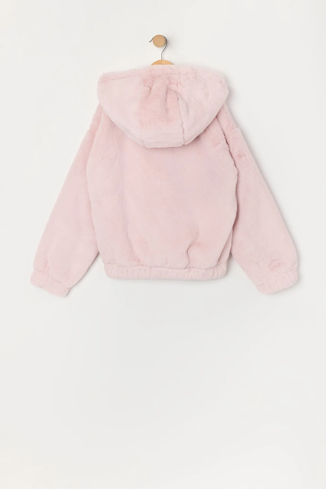 Girls Faux Fur Zip Up Jacket