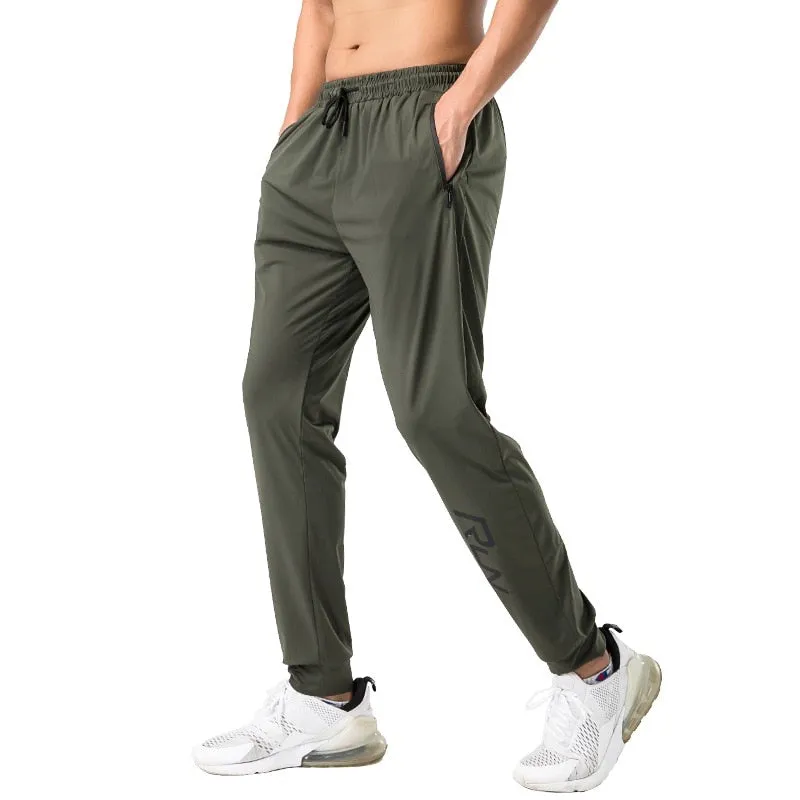 Gym Sweatpants Man Thin Fitness Trousers Slim Fit Quick Dry Running Long Pants Elastic Men Workout Pant