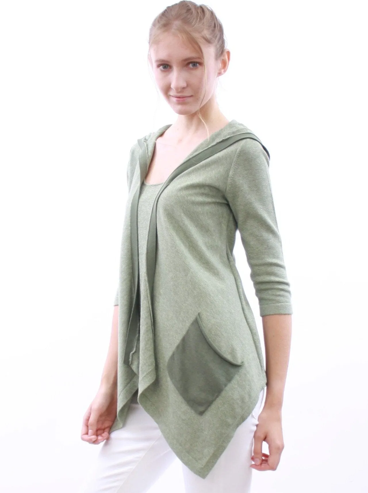 Hoodie Open Front Cardigan