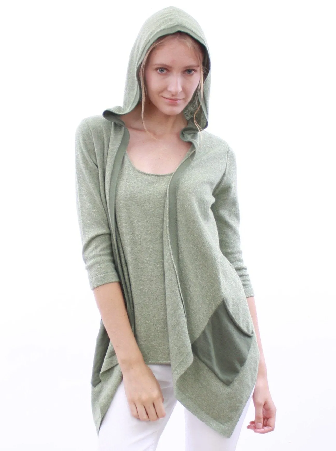 Hoodie Open Front Cardigan