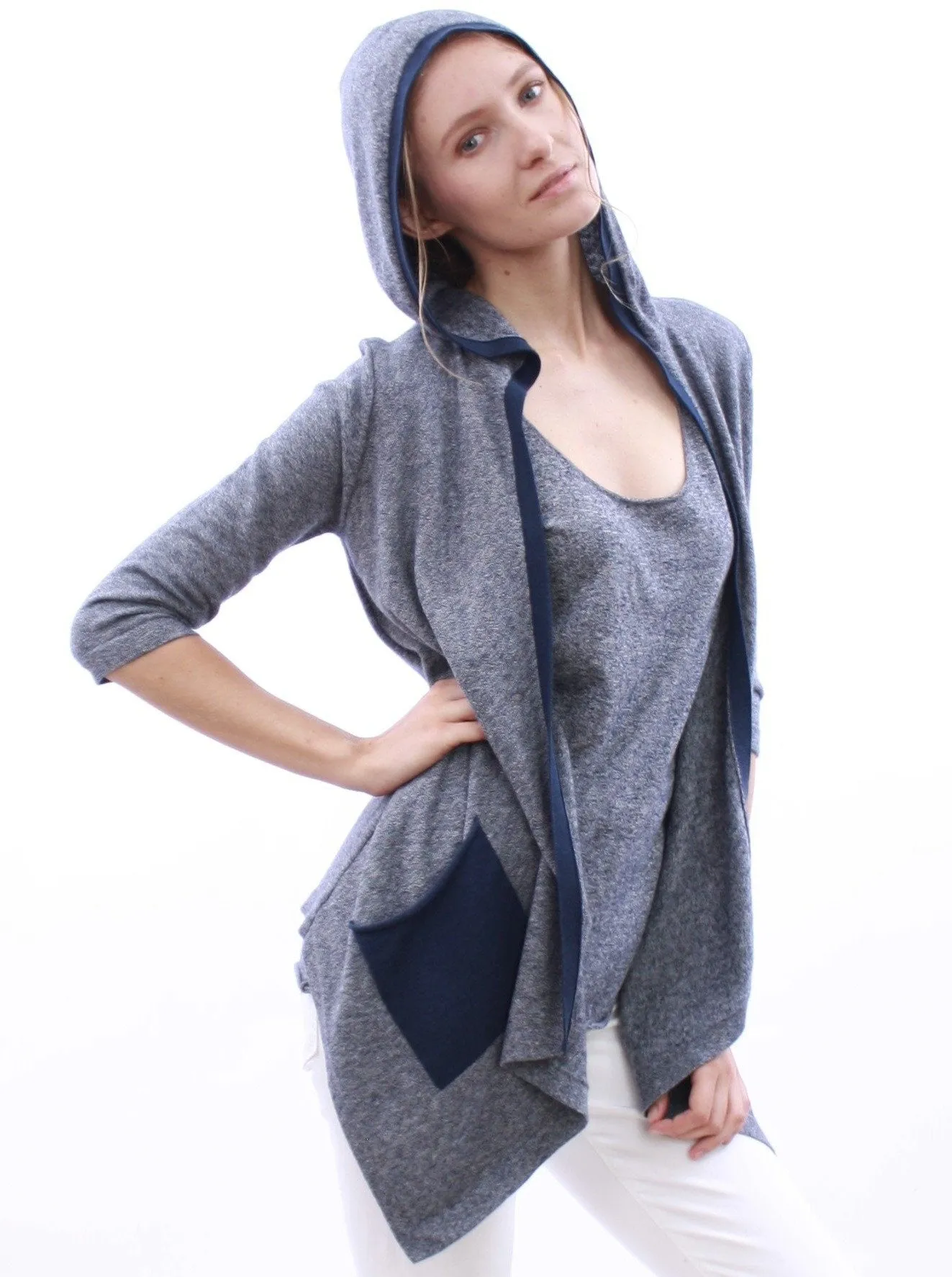 Hoodie Open Front Cardigan