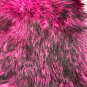 Hot Pink Black Husky Print Long Pile Shaggy Faux Fur Fabric