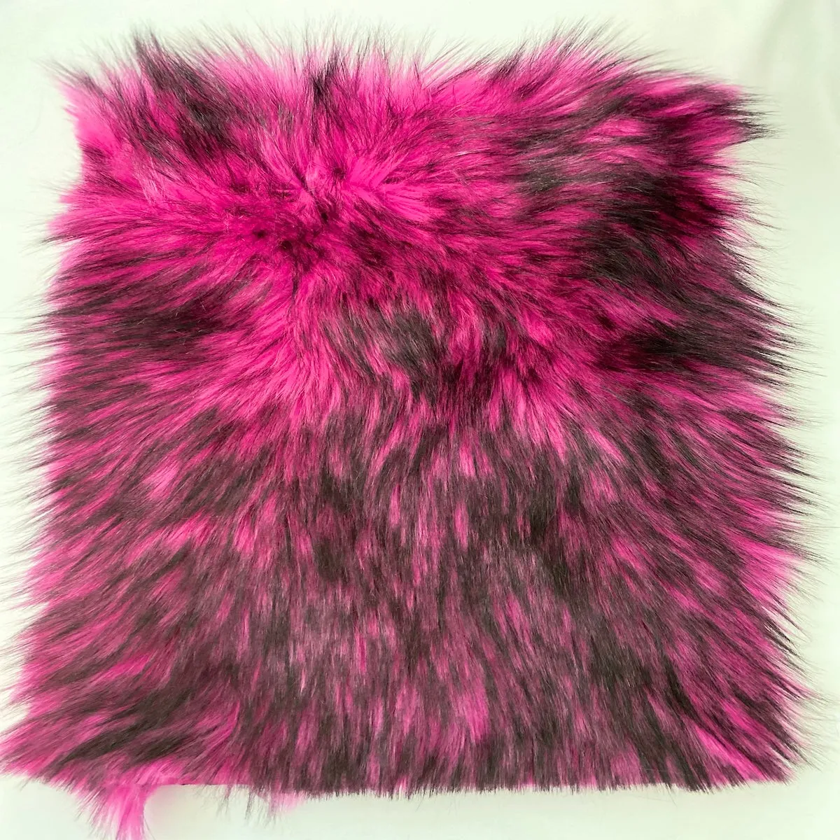 Hot Pink Black Husky Print Long Pile Shaggy Faux Fur Fabric