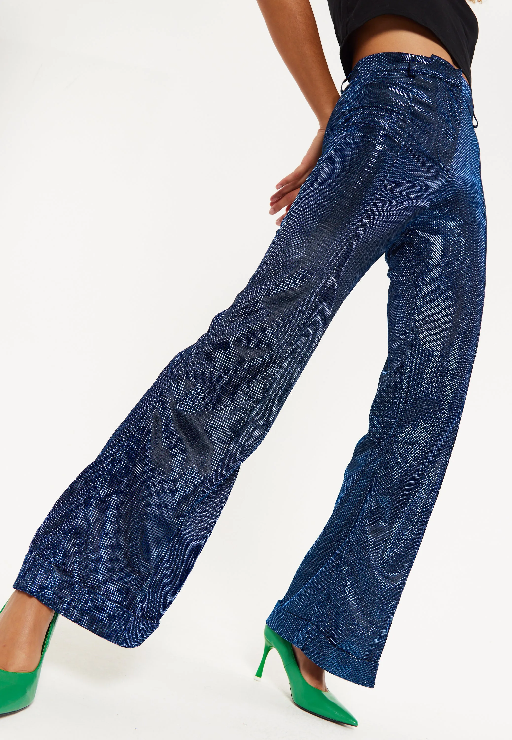 House of Holland Navy Shimmer Trousers