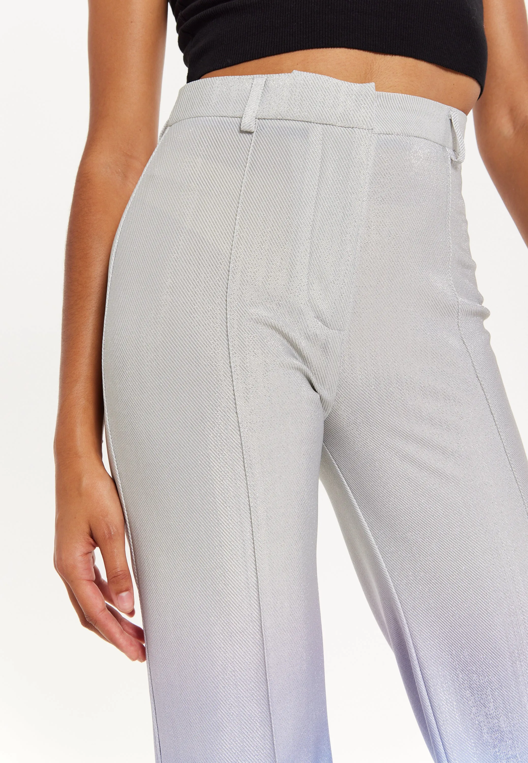 House of Holland Ombre Shimmer Trousers In Blue And Silver