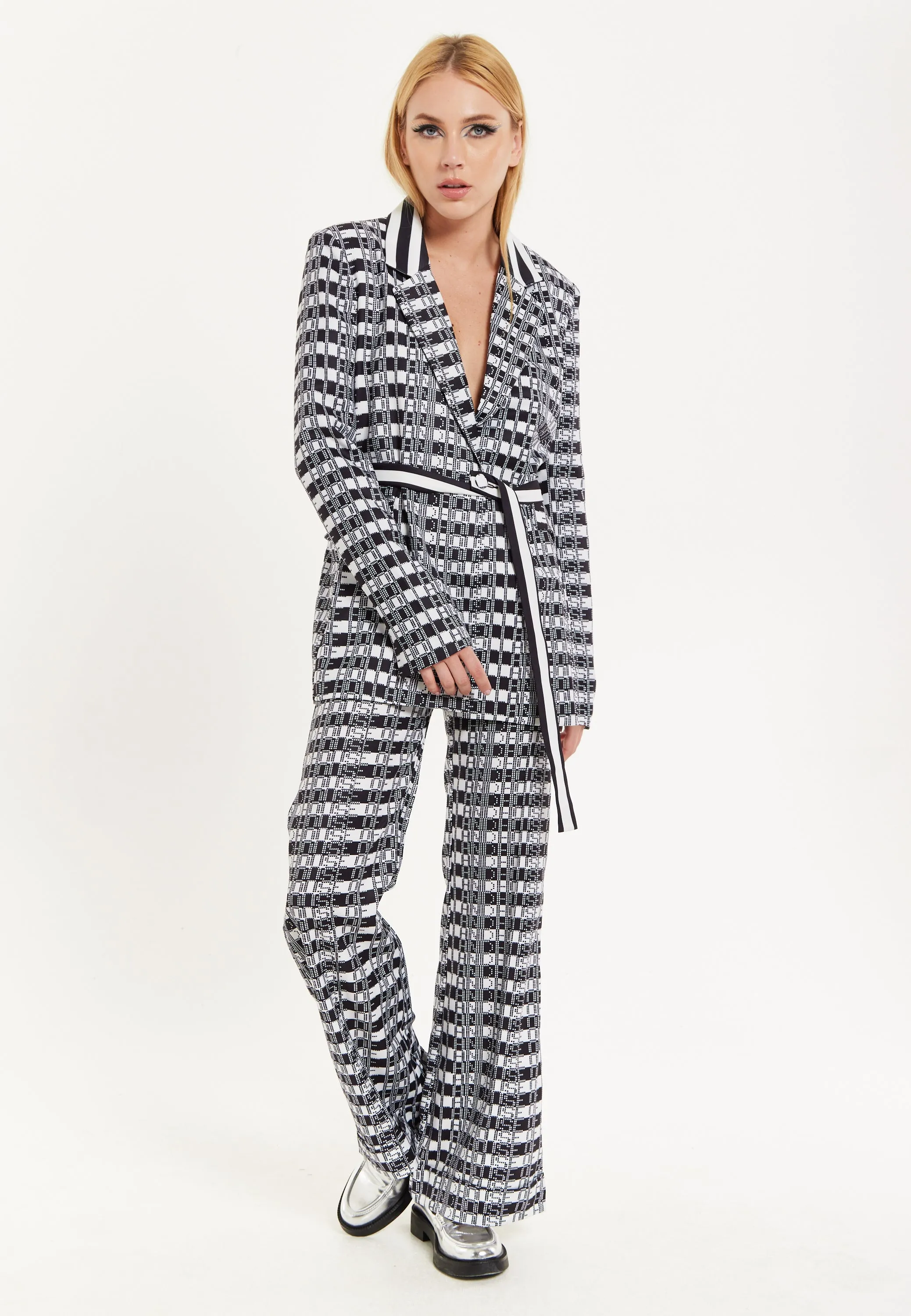 House Of Holland Striped and Logo Printed Trousers in Black and White