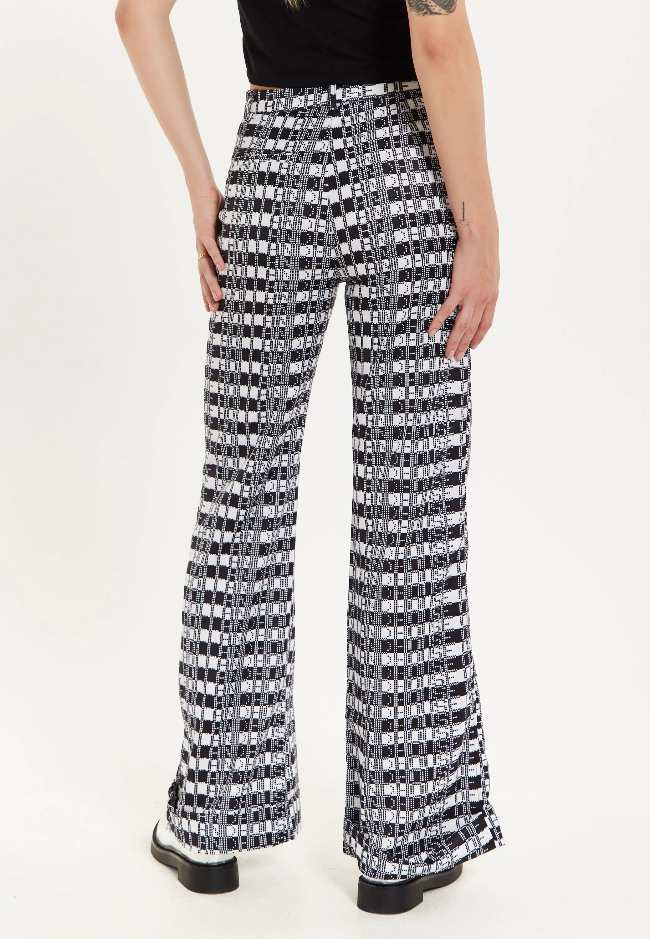 House Of Holland Striped and Logo Printed Trousers in Black and White