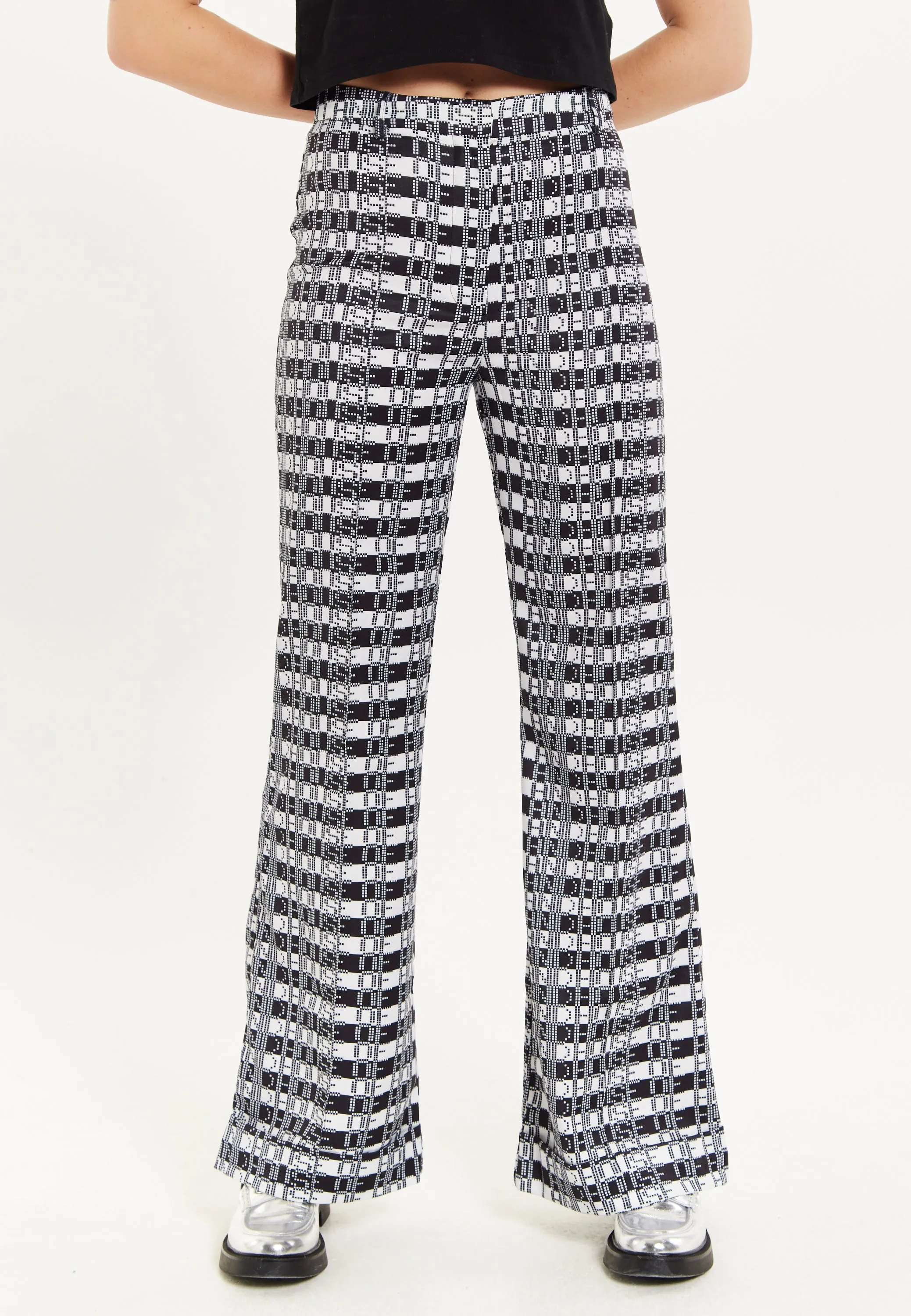 House Of Holland Striped and Logo Printed Trousers in Black and White