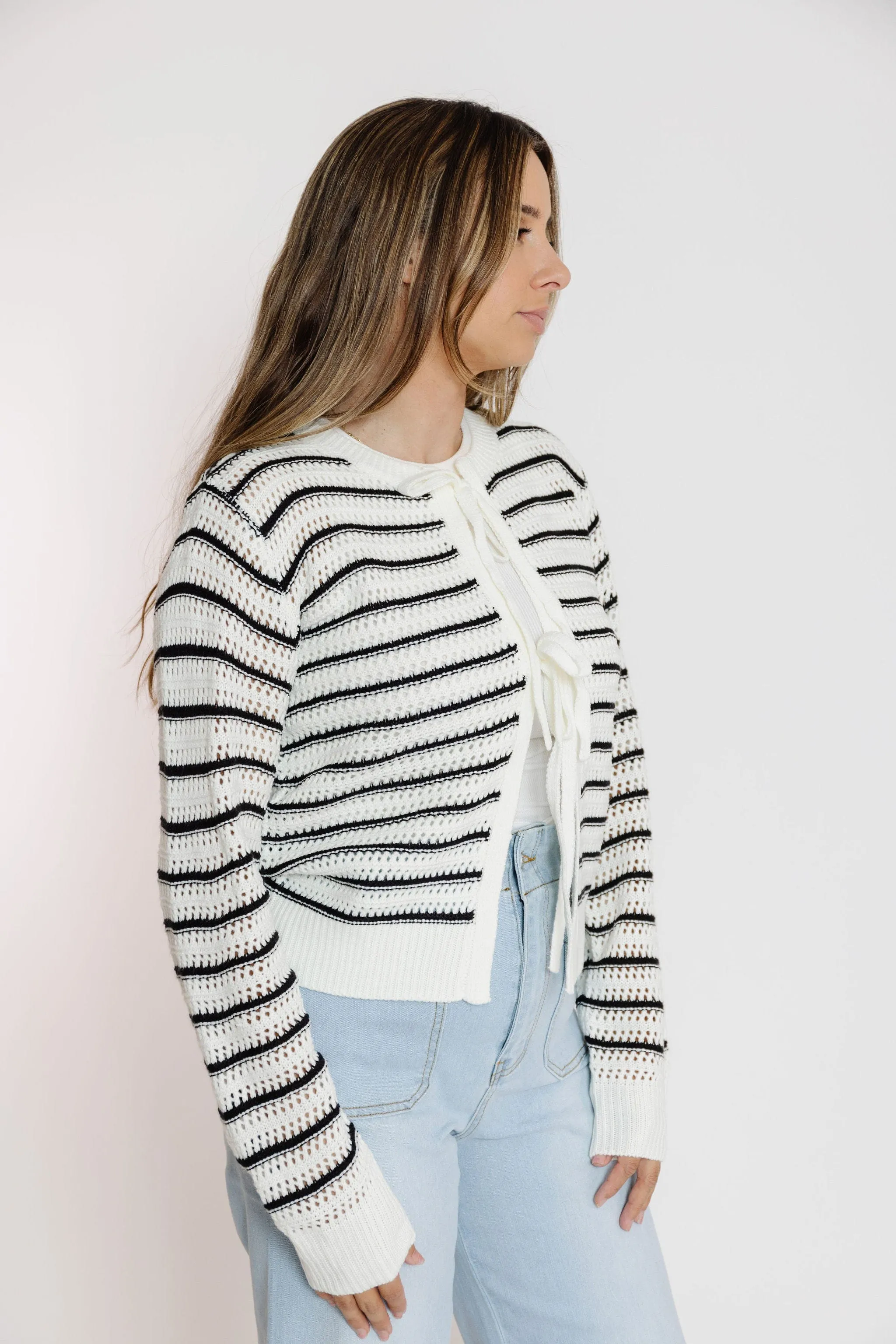 Ira Cardigan in Ivory/Black