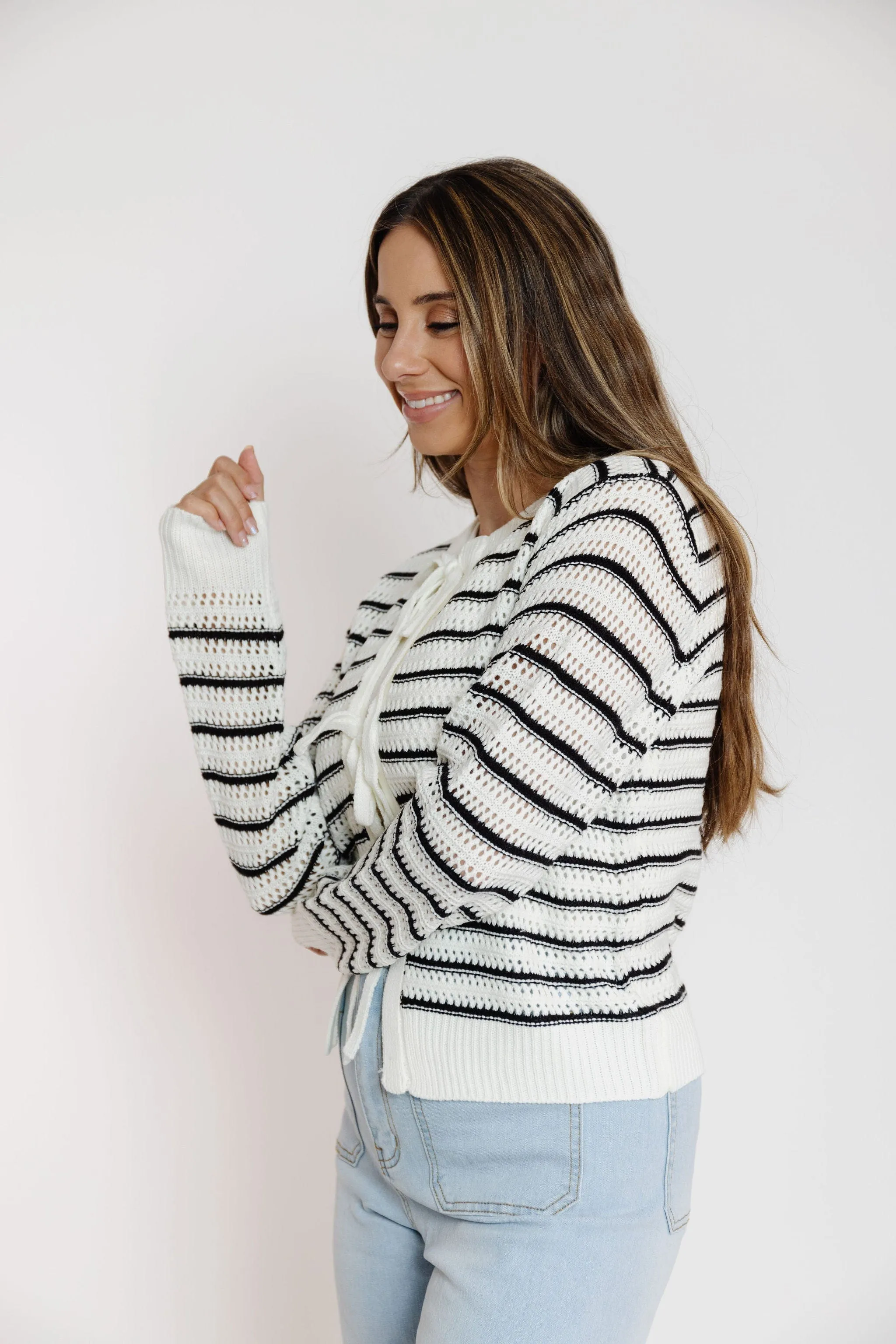 Ira Cardigan in Ivory/Black