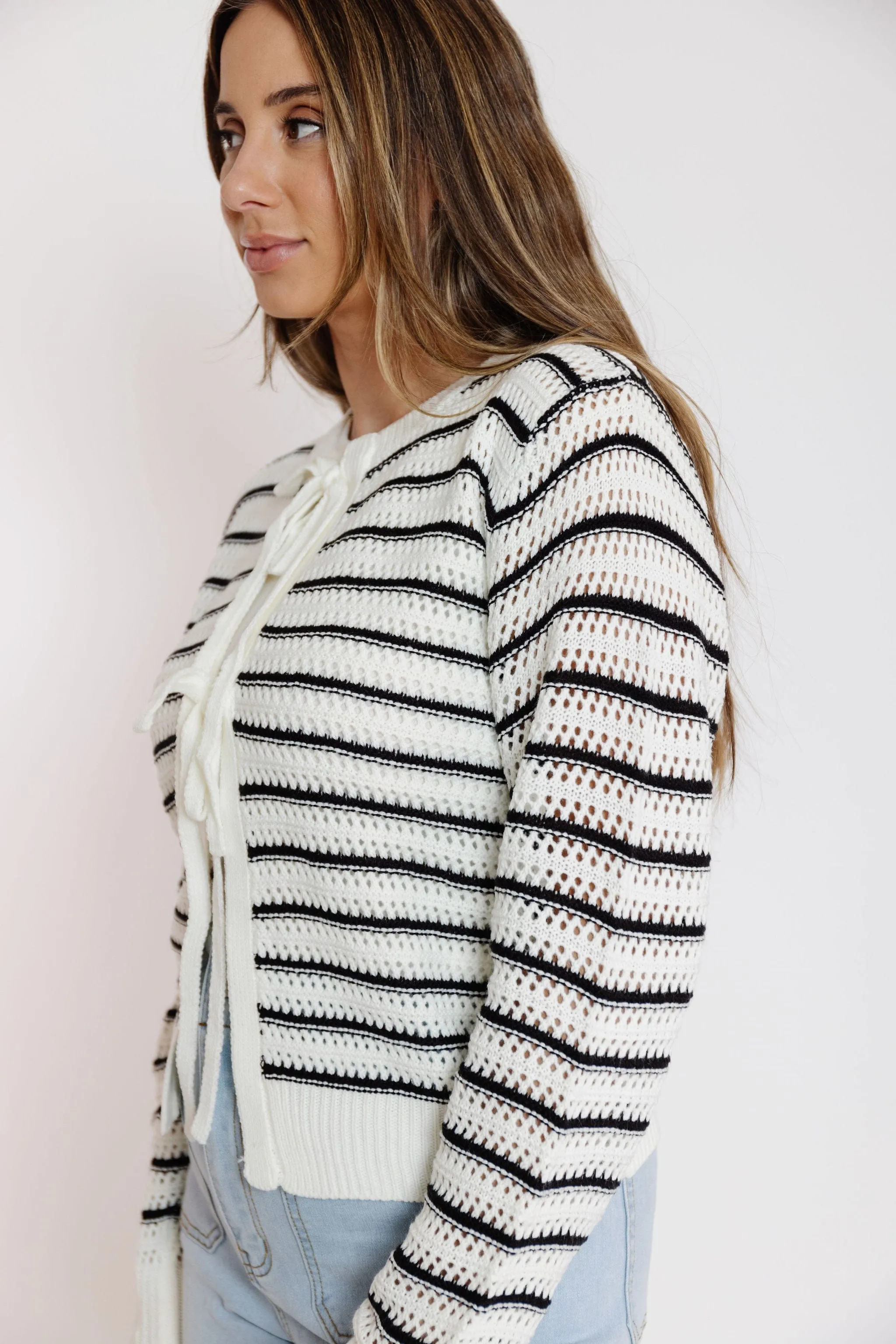 Ira Cardigan in Ivory/Black