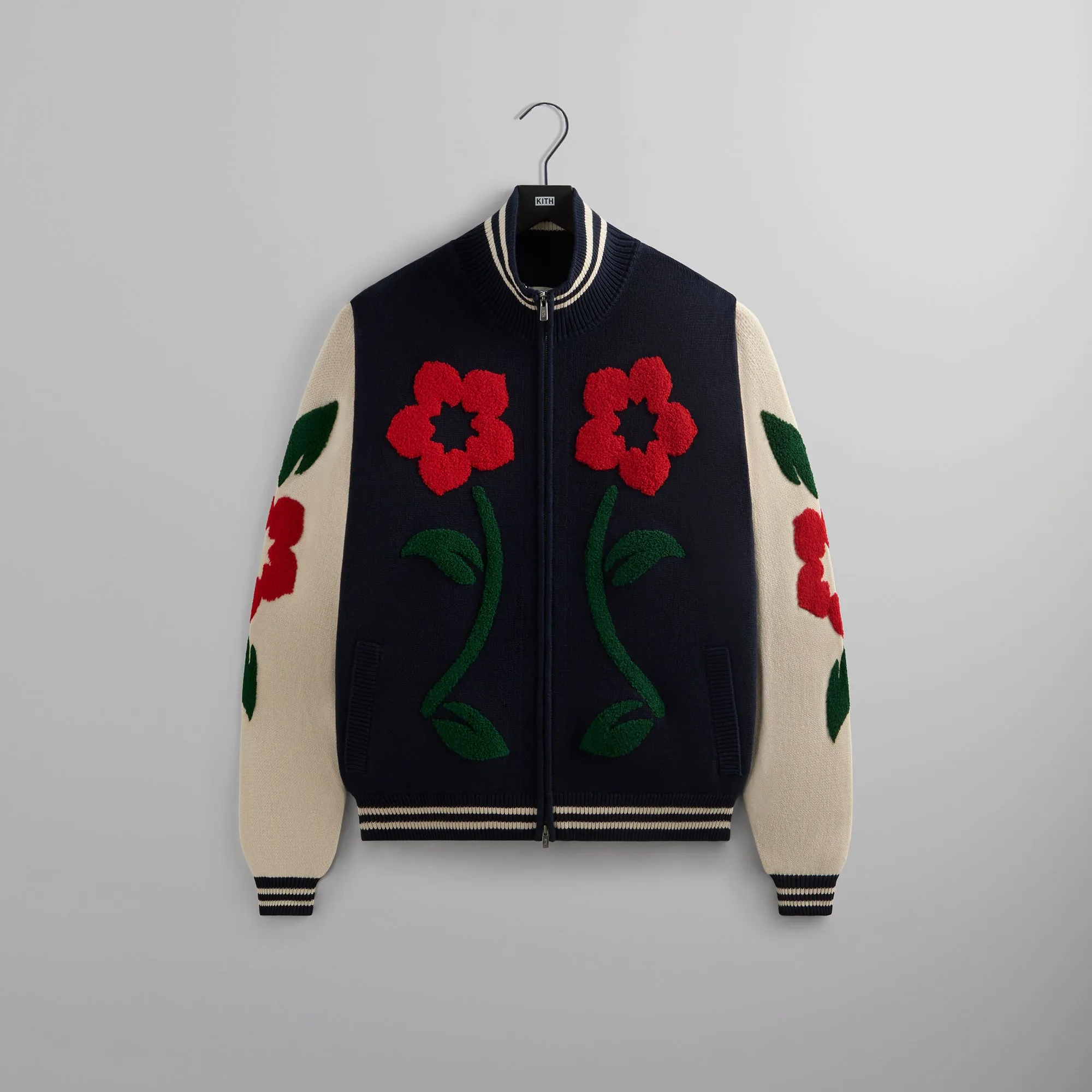 Kith Floral Crest Wyona Full Zip Sweater - Nocturnal