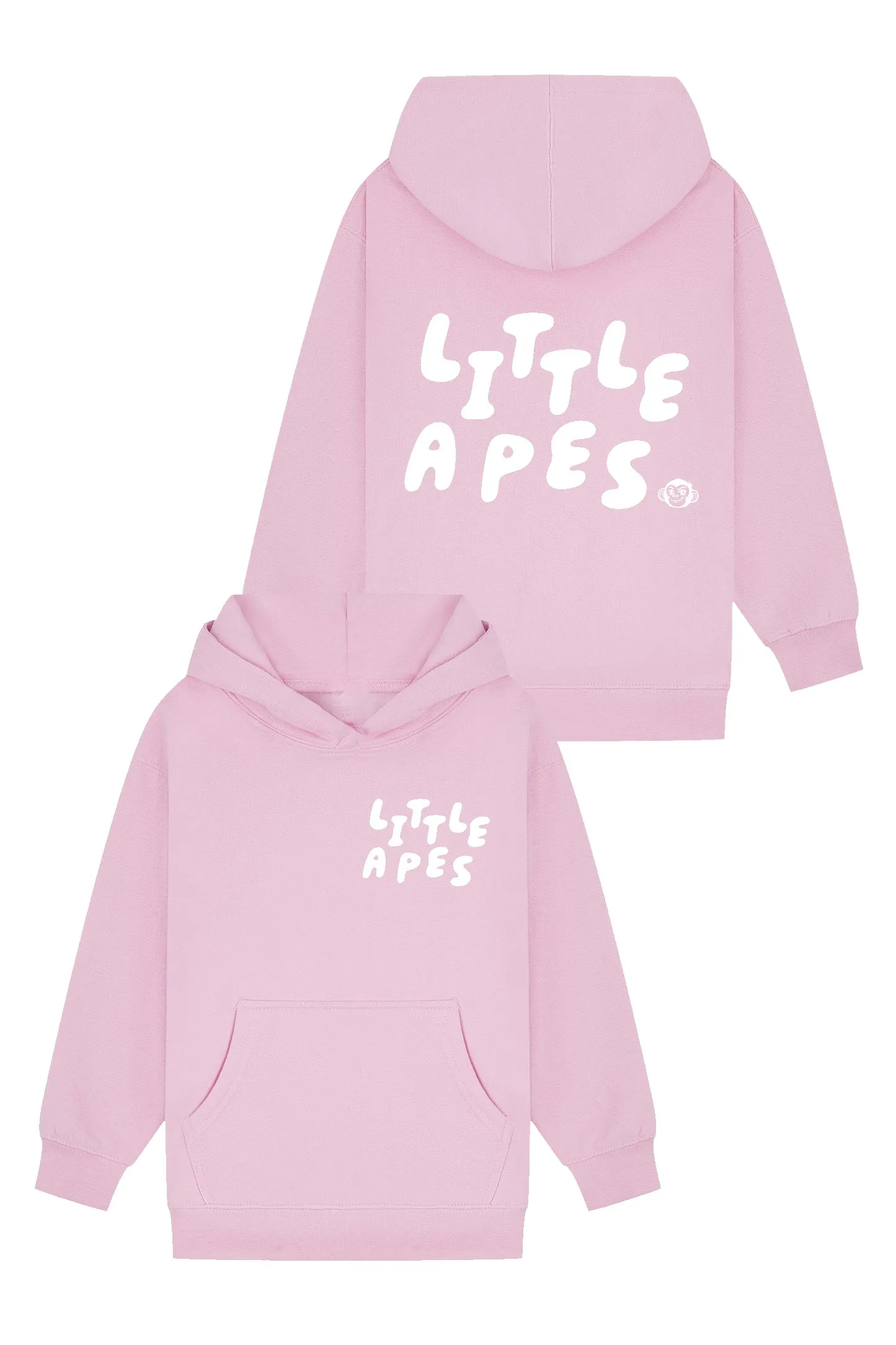 Little Apes Letters Hoodie - Light Pink