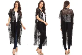 Long Romantic Lace Kimono Cardigan