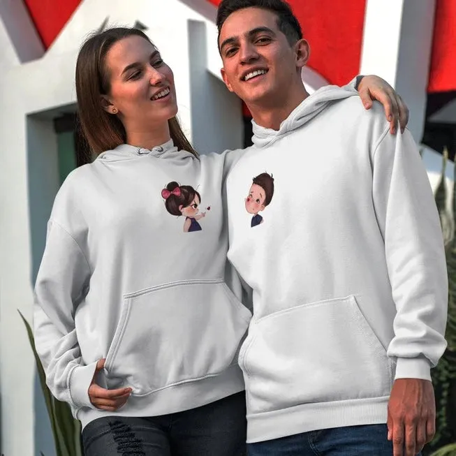 Matching Couple Hoodies - Cartoon Couple Customizable Hoodies For Couples