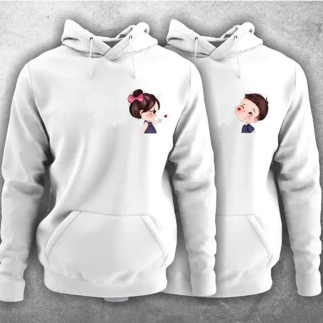 Matching Couple Hoodies - Cartoon Couple Customizable Hoodies For Couples