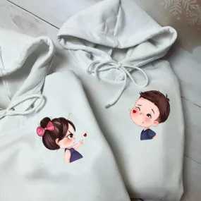 Matching Couple Hoodies - Cartoon Couple Customizable Hoodies For Couples