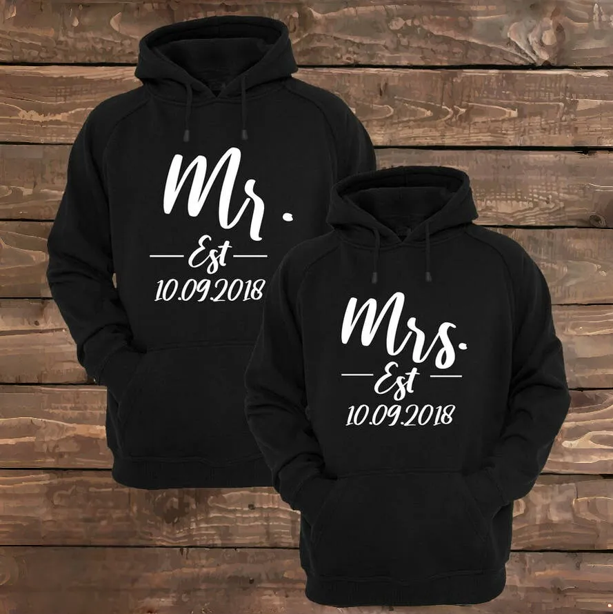 Matching Couple Hoodies - Mr. & Mrs. Custom Embroidered Couples Matching Hoodies