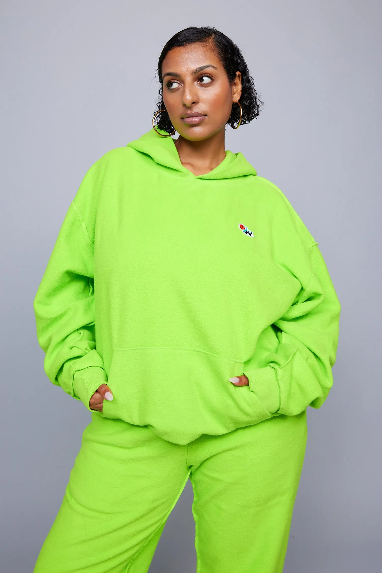 ME. Reverse Brushed Hoodie - Acid Lime