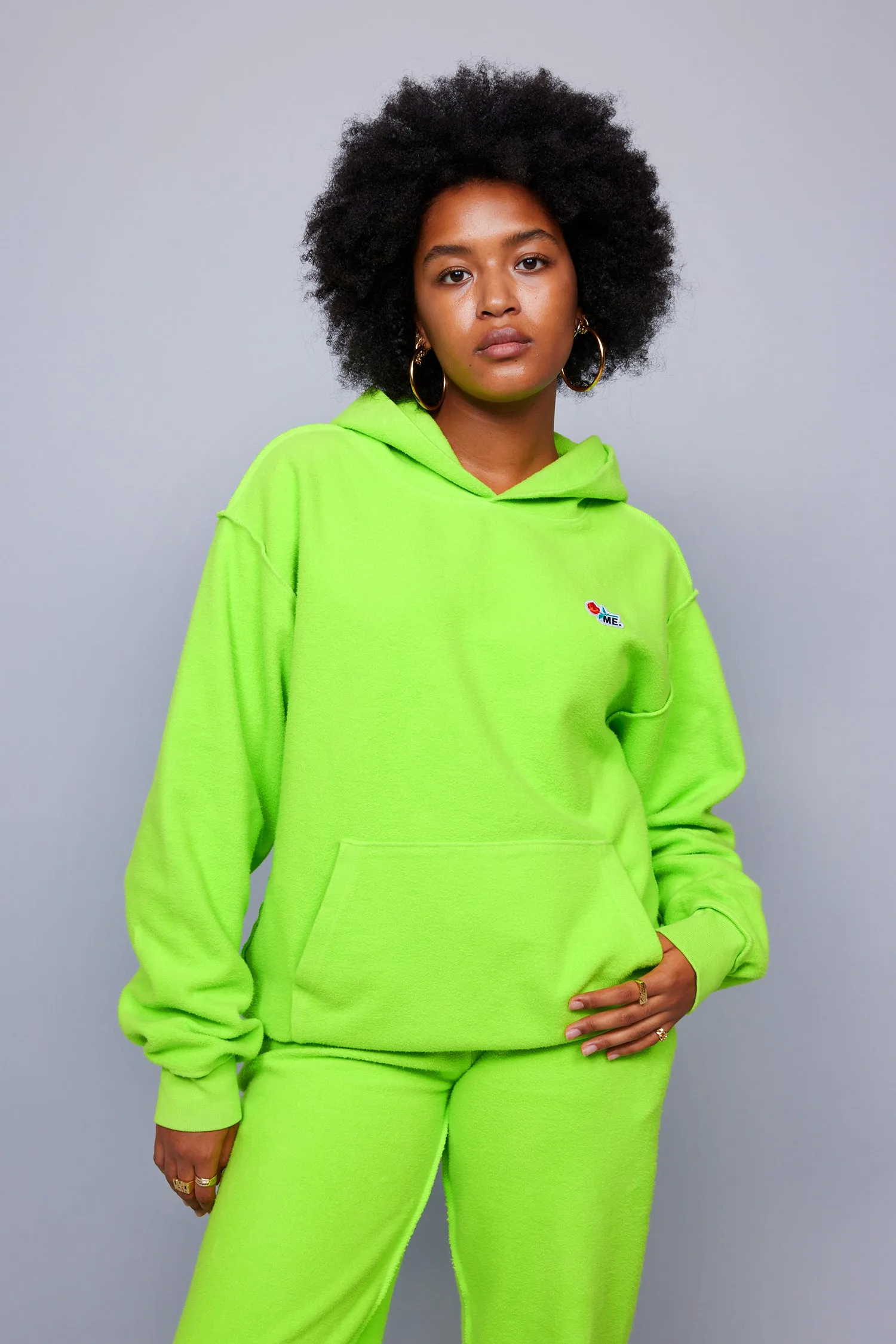 ME. Reverse Brushed Hoodie - Acid Lime