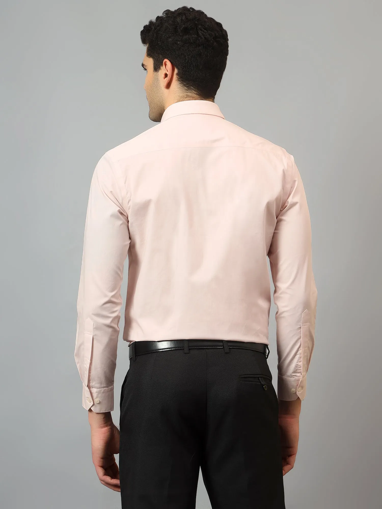 Men's Pink Formal Plain Full Sleeve Shirt