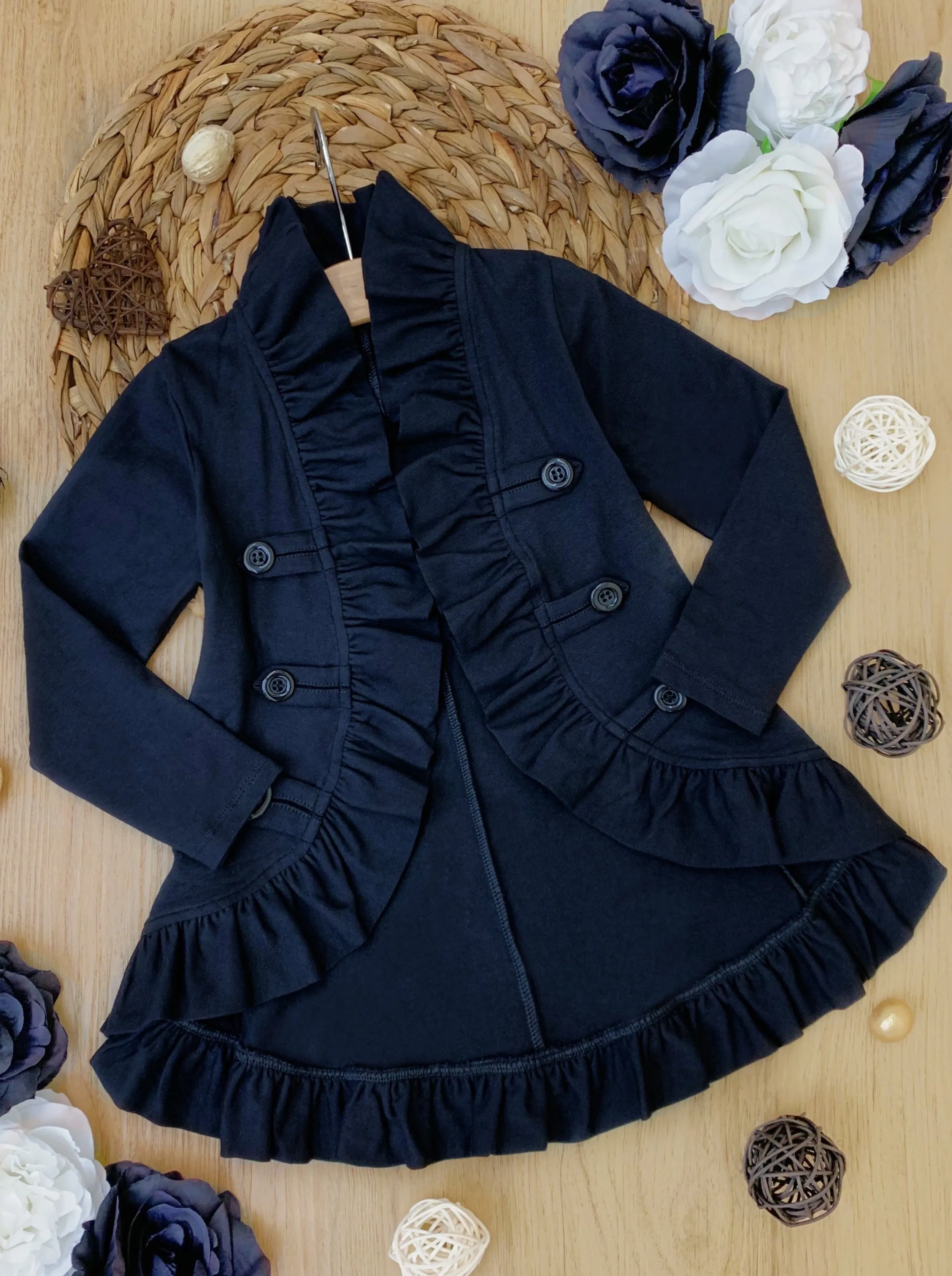 Mommy and Me Besties Blazer Black Ruffle Cardigan