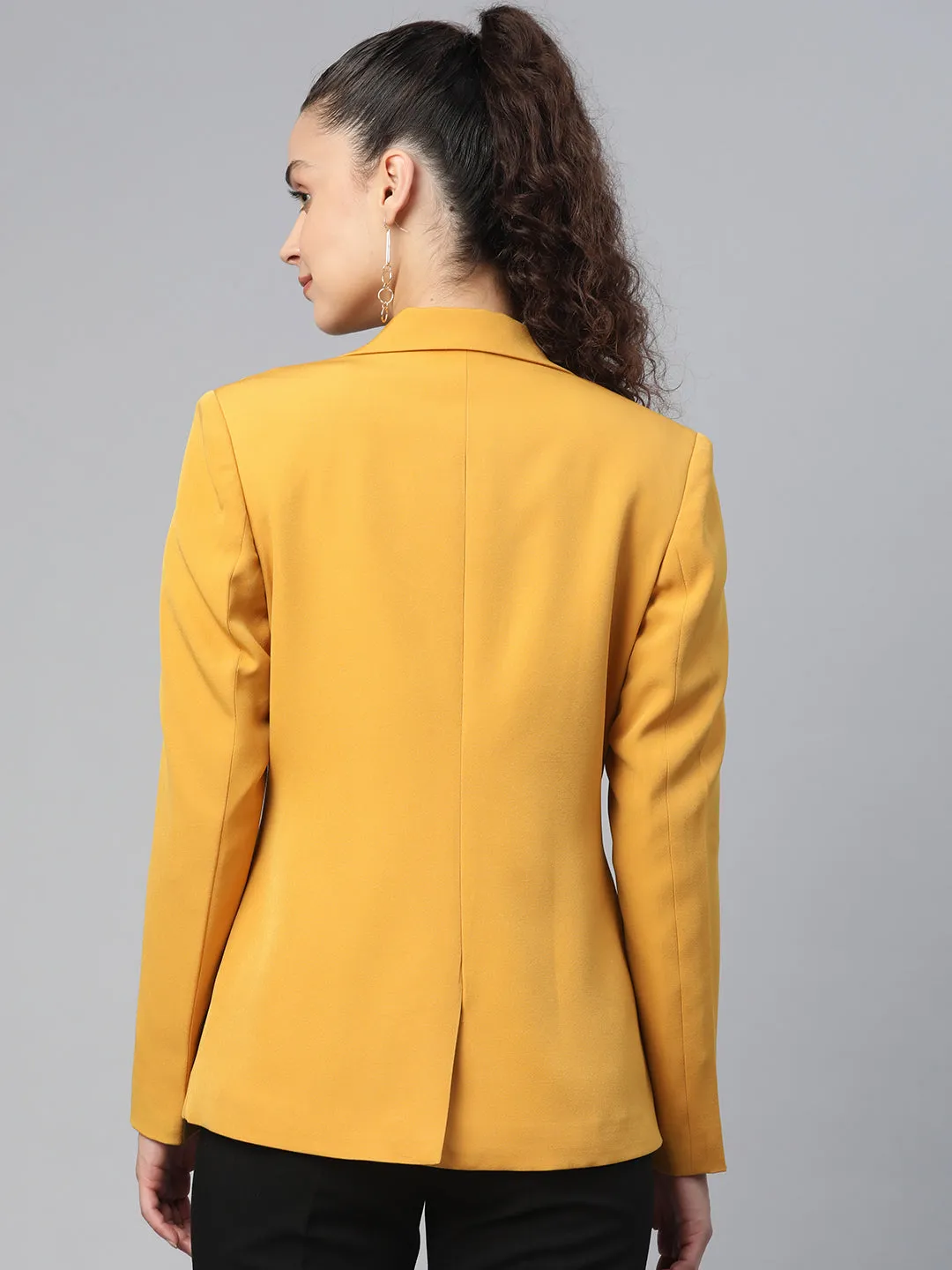 Mustard Yellow Notched Lapel Light Weight Blazer