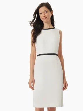 Petite Contrast Trim Framed Stretch Crepe Sheath Dress